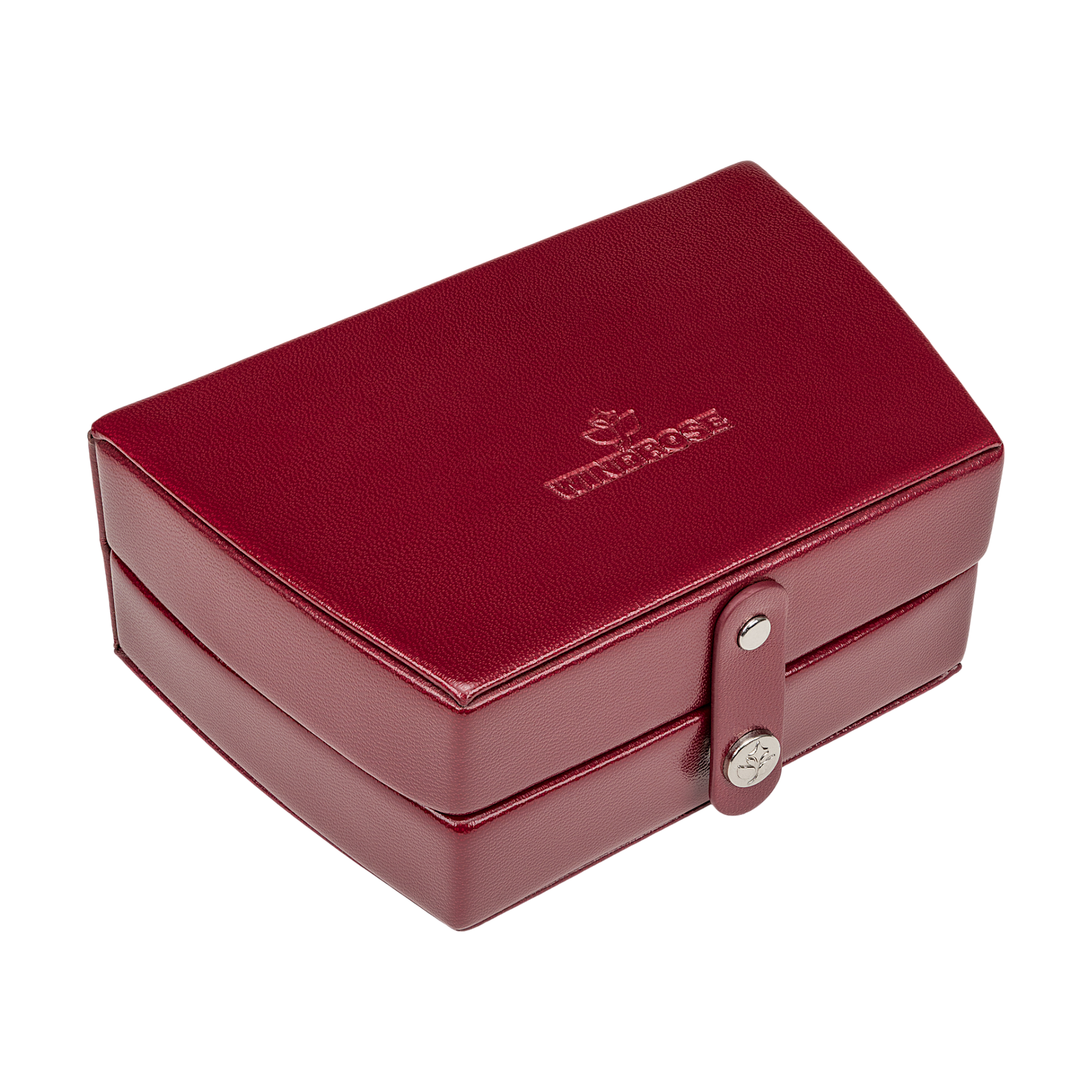 Automatic jewelry case with travel insert Merino / red