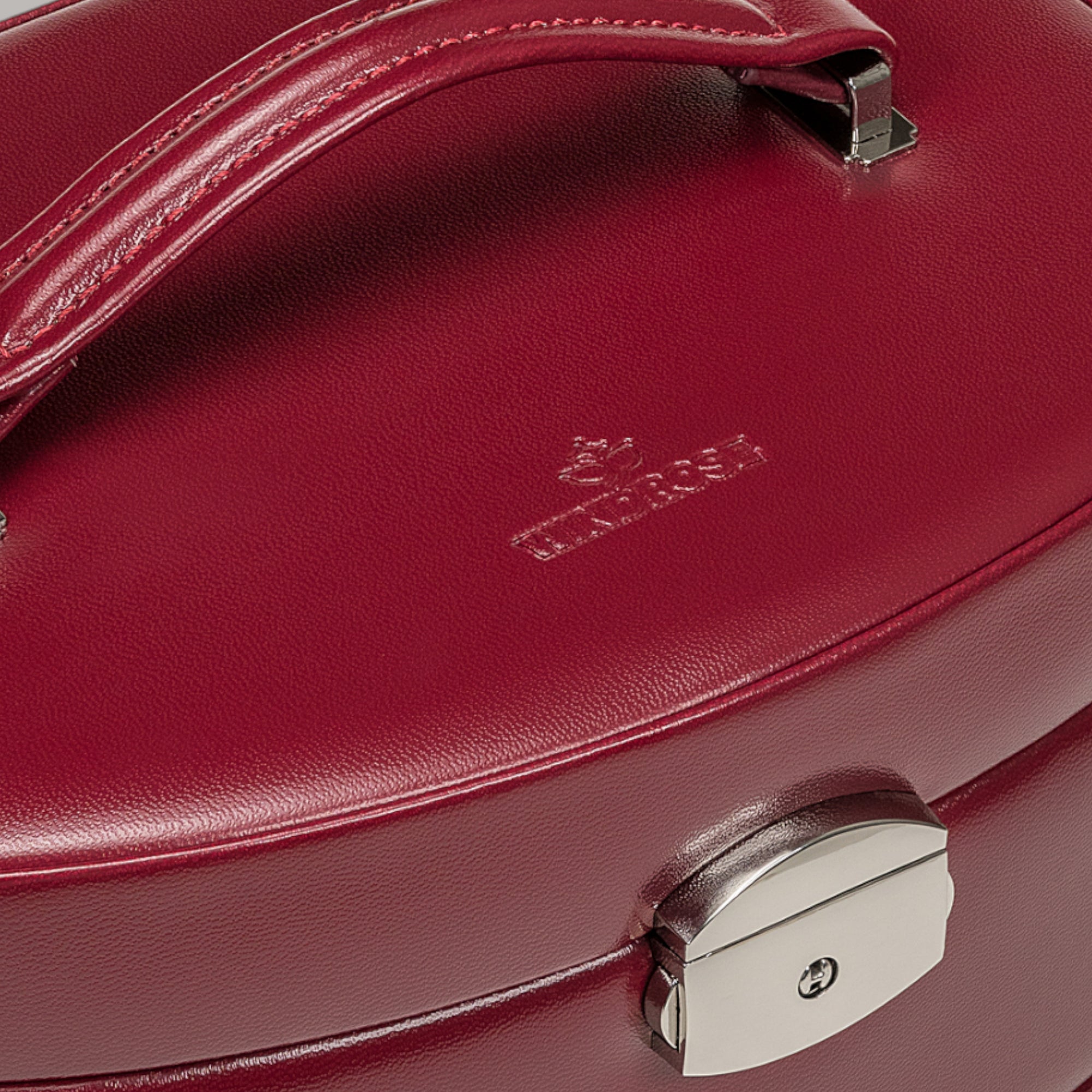 Automatic jewelry case with travel insert Merino / red
