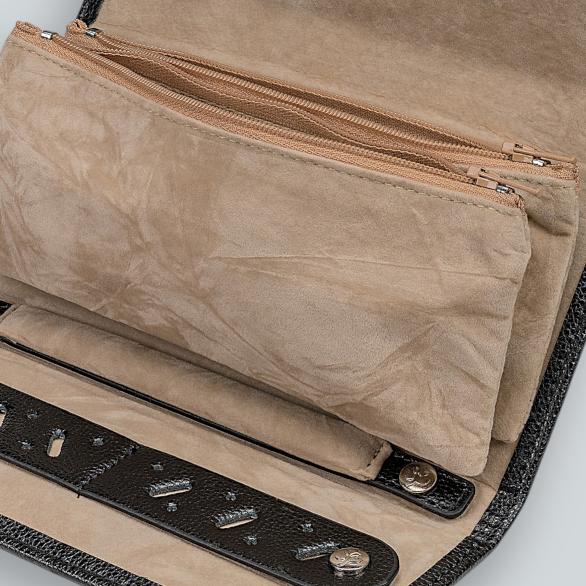 Schmucktasche beluga / schwarz (Leder)