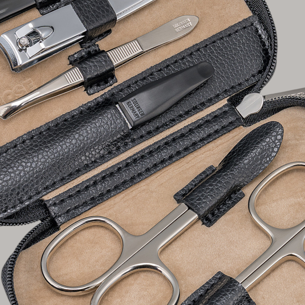 6-teilig Maniküretui beluga / schwarz (Leder)