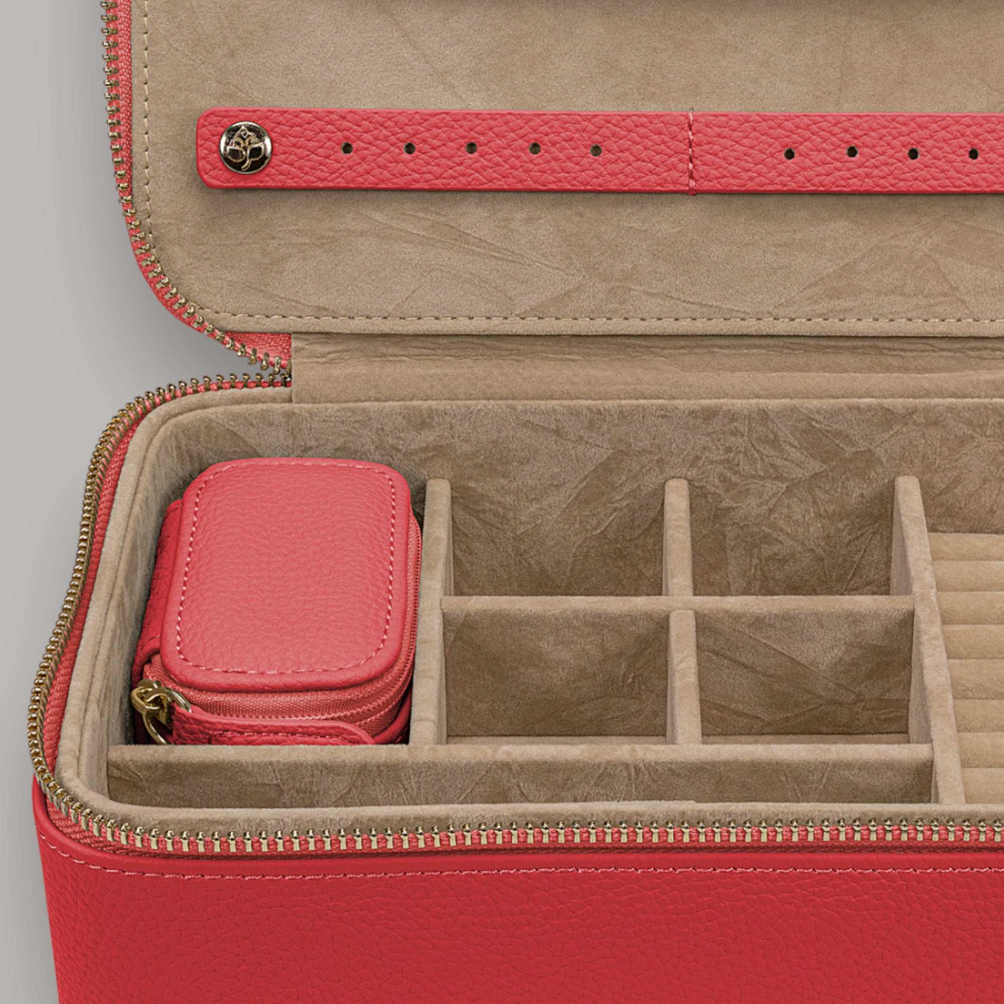 Jewelry case L with zipper Aurora / coral
