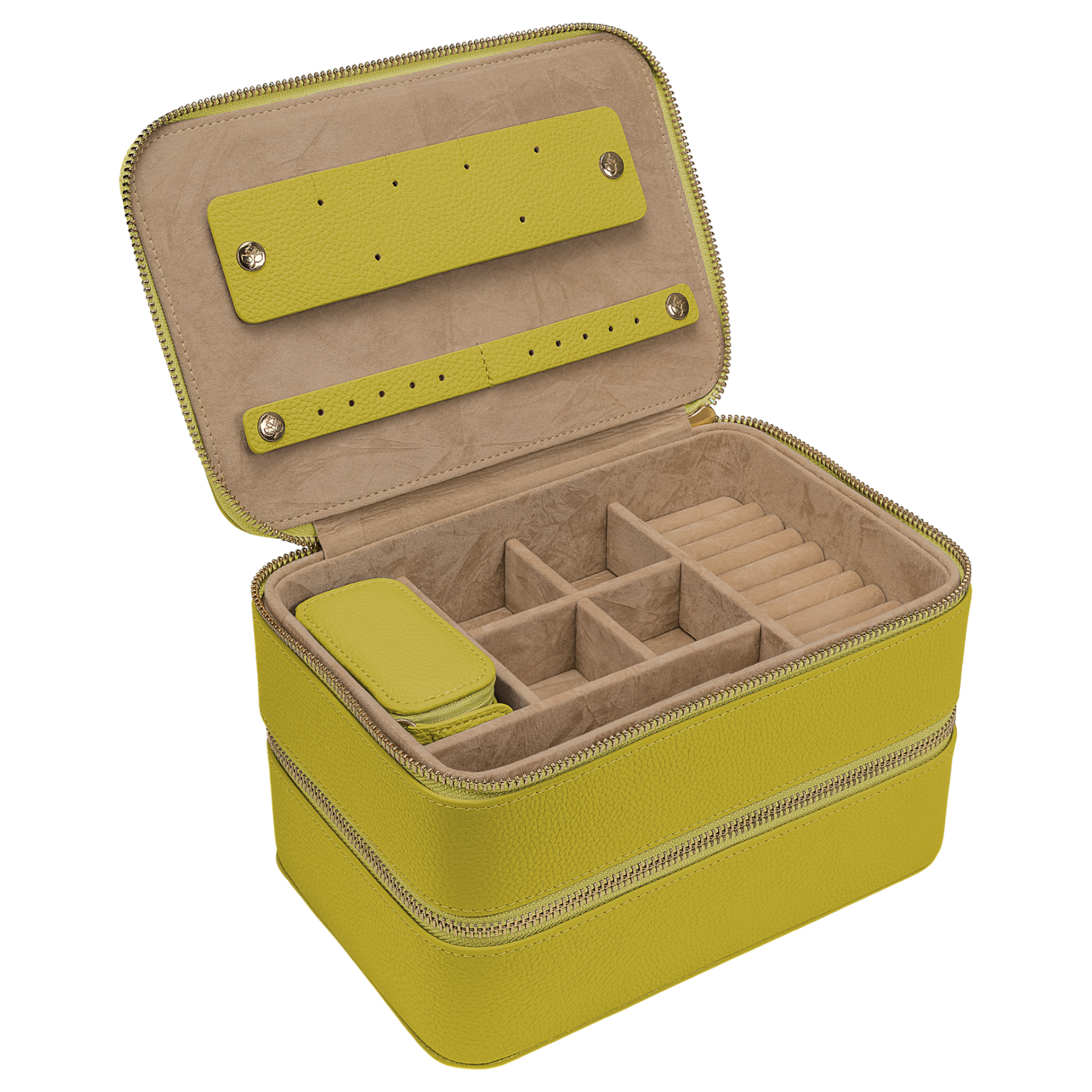 Jewelry case L with zipper Aurora / lime