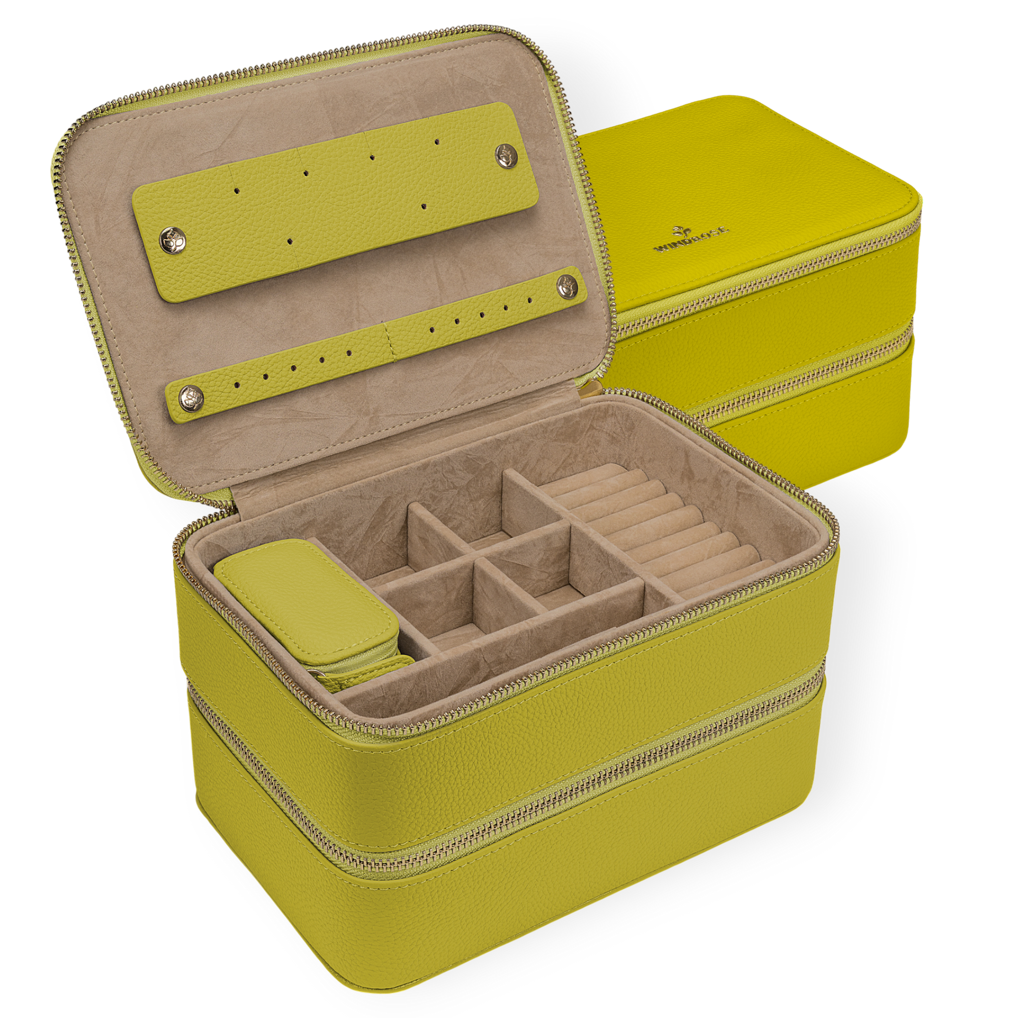 Jewelry case L with zipper Aurora / lime