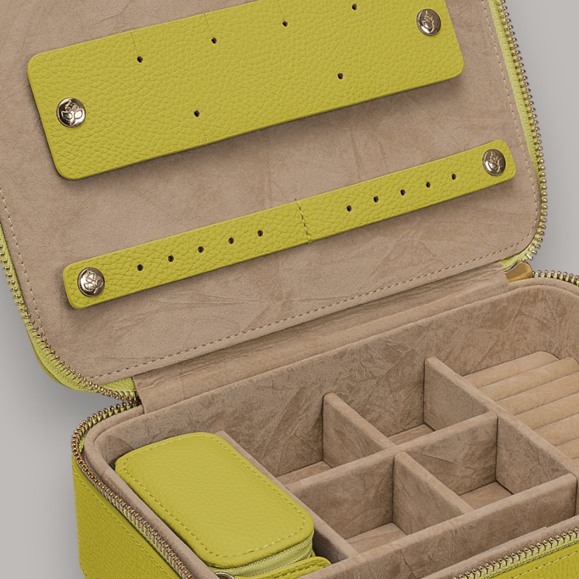 Jewelry case L with zipper Aurora / lime