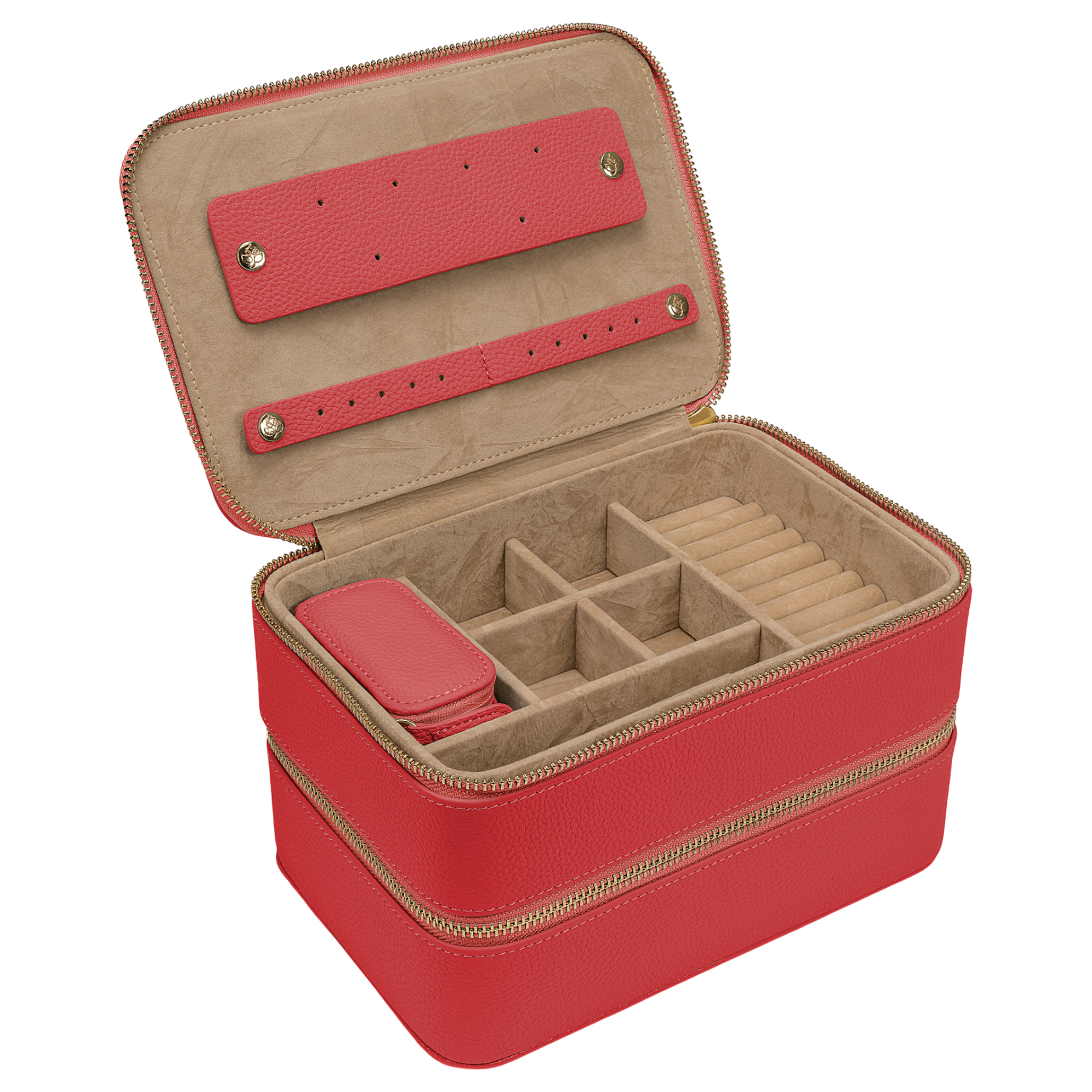 Jewelry case L with zipper Aurora / coral