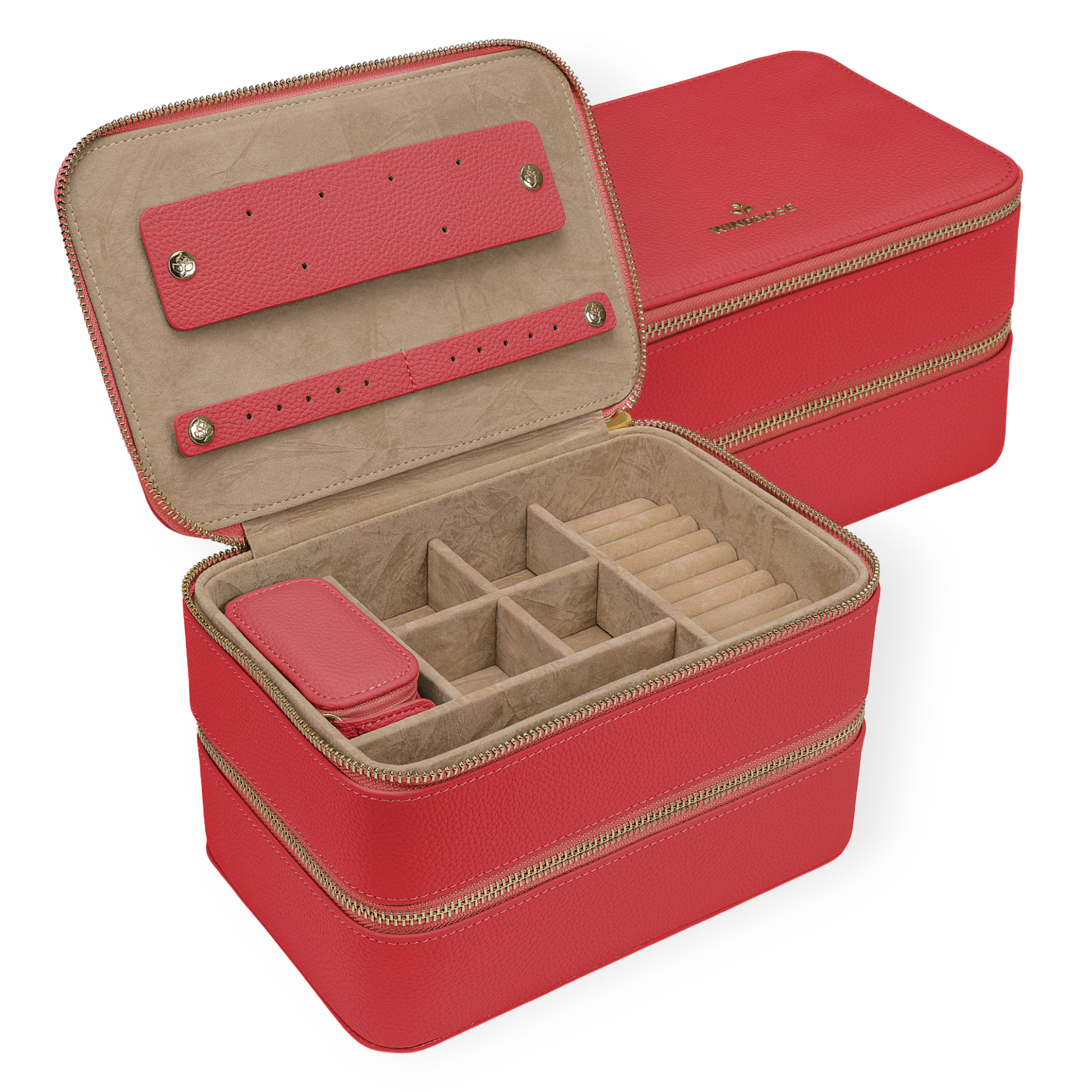 Jewelry case L with zipper Aurora / coral
