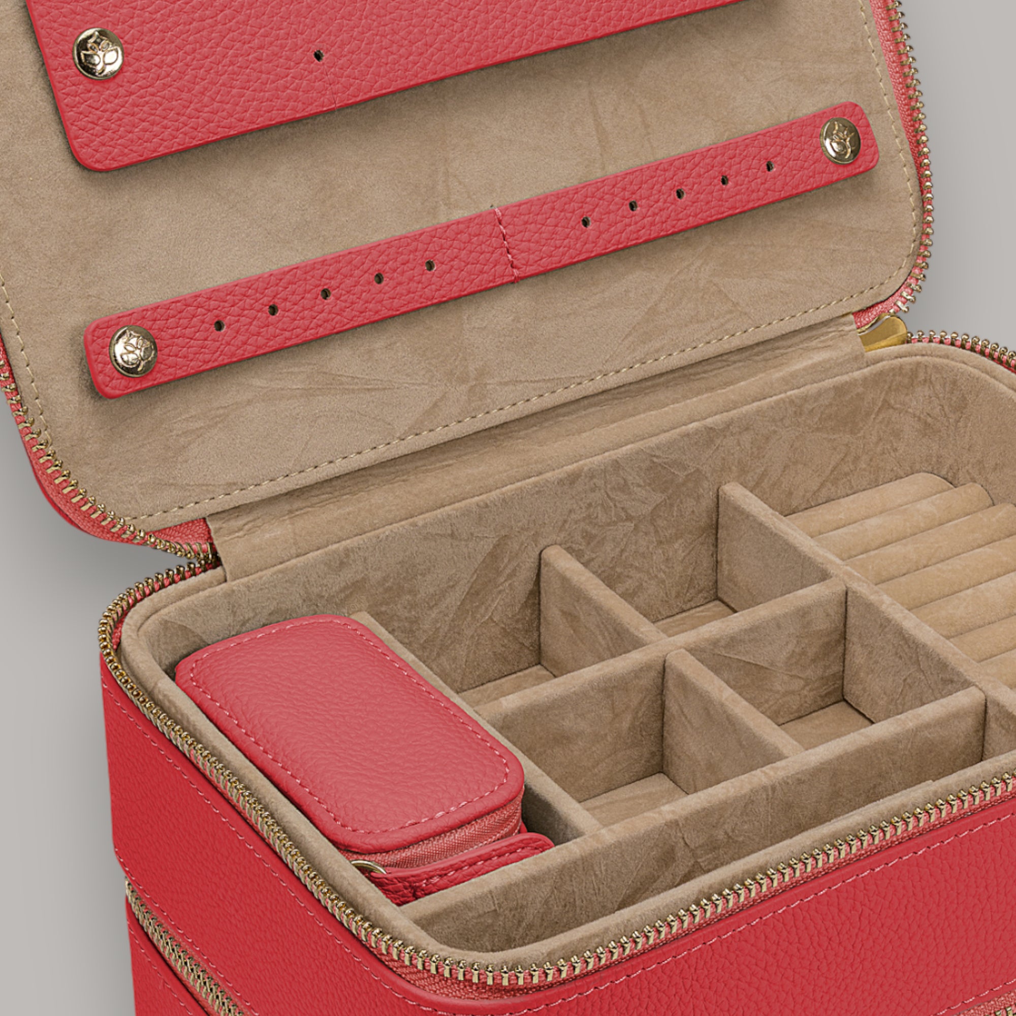 Jewelry case L with zipper Aurora / coral