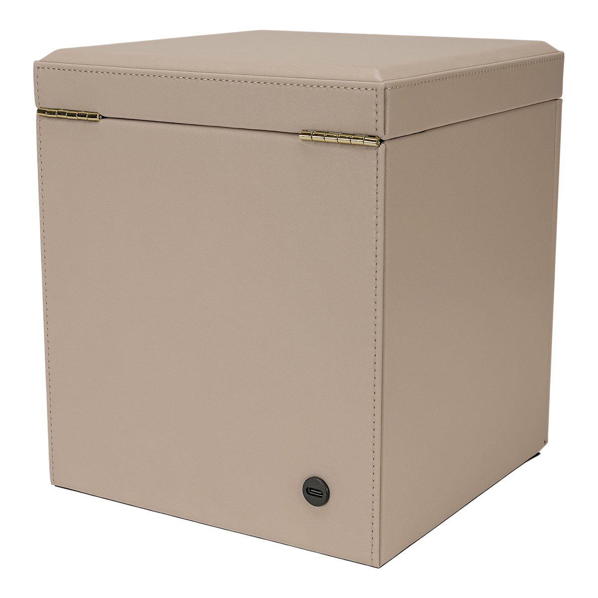 Uhrenbeweger 1 Uhr luxora beige-gold – geschlossen, Rückansicht mit Netzanschluss