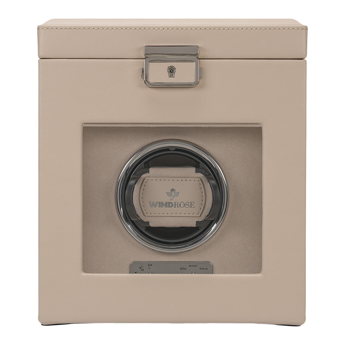 Uhrenbeweger 1 Uhr luxora beige-chrom – geschlossen, Frontansicht
