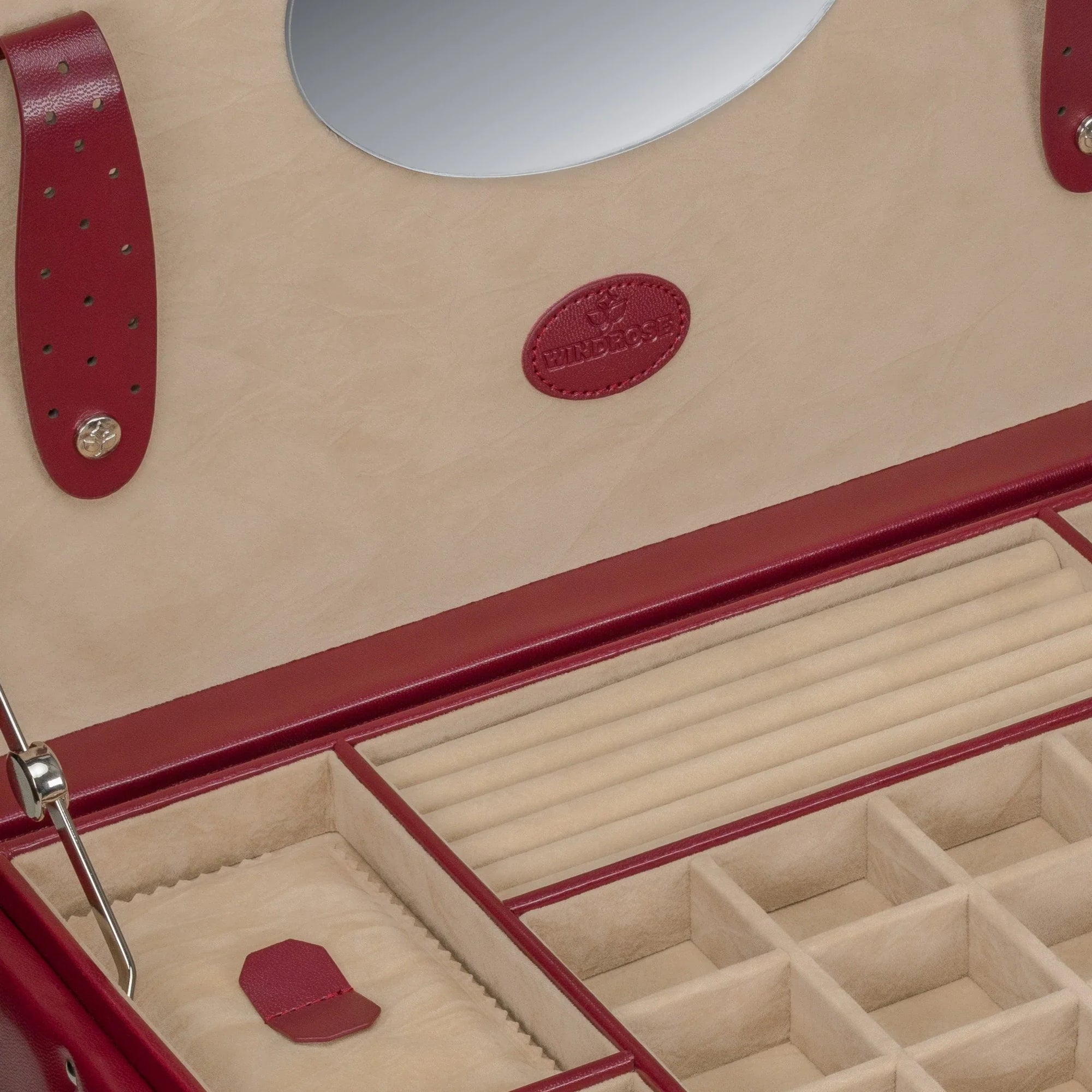 Jewelry case XXL with integrated jewelry bag Merino / red